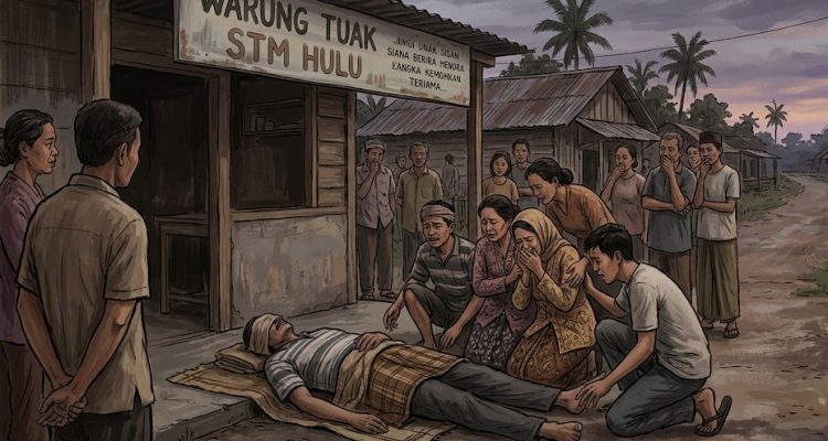 Geger! Pria Tewas Terkapar di Depan Warung Tuak STM Hulu, Keluarga Histeris Diselimuti Duka Mendalam