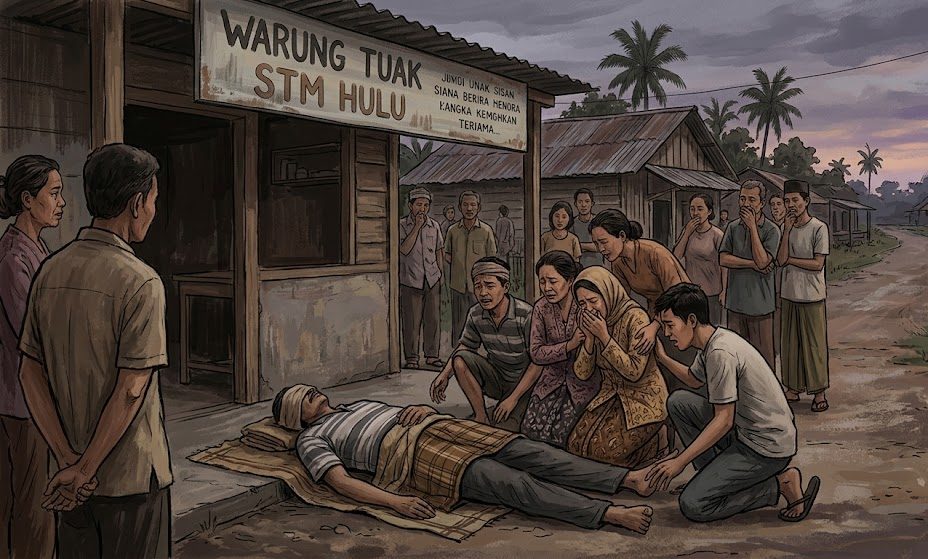 Geger! Pria Tewas Terkapar di Depan Warung Tuak STM Hulu, Keluarga Histeris Diselimuti Duka Mendalam