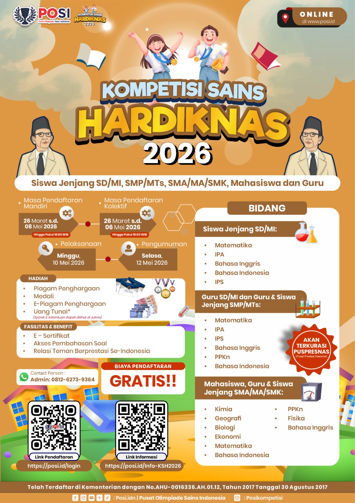 POSI Gelar Kompetisi Sains Hardiknas 2026 Gratis, Siantar-Simalungun Ayo Buruan Daftar!